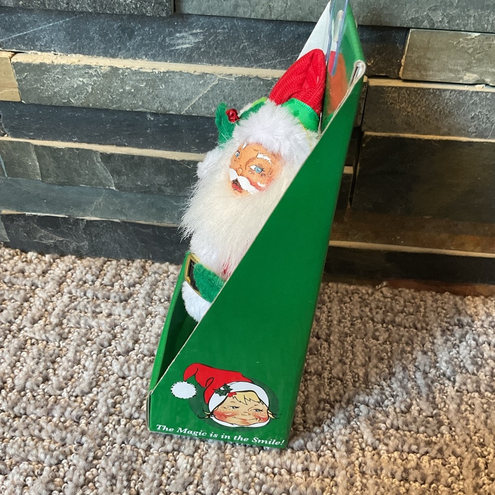 Annalee Red and Green Santa Figurine with White Trim - Picture 4 of 4